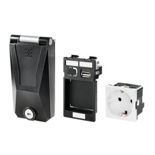 de socket key with lockable cover metal unshielded power 1x data 1x state closed in ip65 housing component fitted