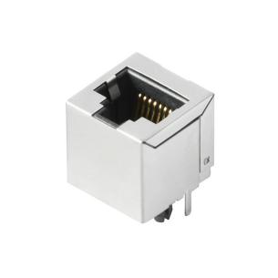 assembly manual tray nickel over gold no led yes shielding connection solder tht 5 cat jack modular rj45 connector pcb