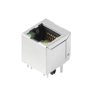 assembly manual tray nickel over gold yes led yes shielding connection solder tht 5 cat jack modular rj45 connector pcb