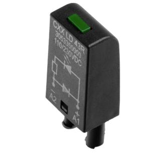 led green indicator status diode free-wheeling dc v 230 110 cubeseries relay circuit suppressor protective
