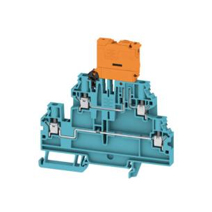 2 levels of number 4 connections of number v 500 a 28 mm2 4 blue dark connection screw terminal test-disconnect