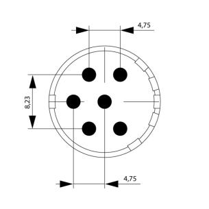 none coding 6 poles of number m23 cups solder connector circular insert contact