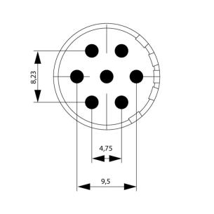 none coding 7 poles of number m23 cups solder connector circular insert contact