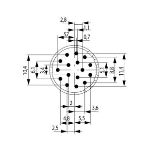 none coding 16 poles of number m23 cups solder connector circular insert contact