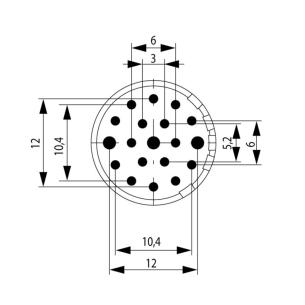 none coding 19 poles of number m23 cups solder connector circular insert contact