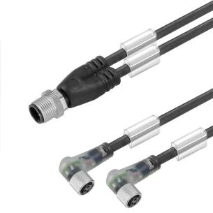 black cabling twin m 5 3 m8 m12 connector without end one assembled cable adaptor sensor-actuator