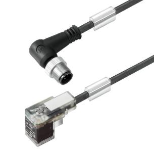 black pur m 10 length cable a-coded m12 mm 8 c design din plug valve - plug 90 assembled cable valve