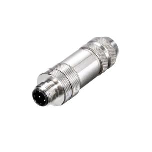 yes connection shield ip67 4 poles of number connection screw d-coded m12 customisable field plug round