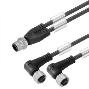 ral to similar black angled socket 2x straight pin cabling twin m 10 3 m12 m12 line connecting assembled cable adaptor sensor-actuator