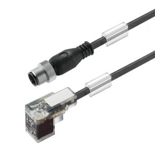 black pur m 1 length cable a-coded m12 mm 8 c design din plug valve - plug straight assembled cable valve