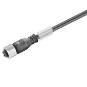 no shielded no led straight socket female m 3 4 poles of number m12 cable sensor-actuator