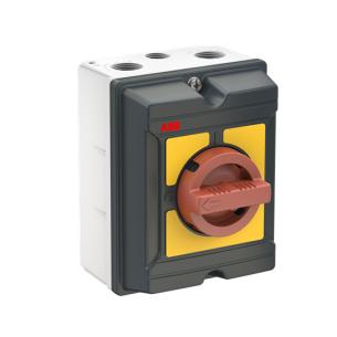 ota25s3y 1no nulklemme med front gul i drejegreb dt r bund og top i m20 2xm32 kapsling alu ac-22 400v ved 30a 15kw 3-polet sikkerhedsafbryder