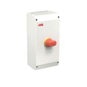 ote63a6m 1no nulklemme med bund og top i 2xm40m16 drejegreb gul d r plastkapsling ac-23 400v ved 63a 30kw 6-polet emc sikkerhedsafbryder