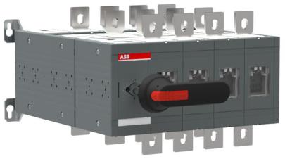 ot630e04yp bolttilslutning bundmontage ac-22 ac-21 415v optil ved 630a aksel og pistolgreb med i-o-ii 4-polet omskifter by-pass