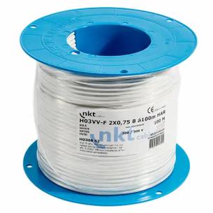 h03vv-f hvid i lampeledning rund 75 2x0 pkl nkt