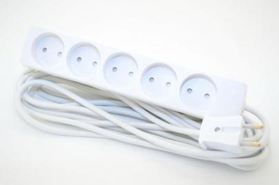 hvid - ledning meter 5 med jord uden se 5-stikd