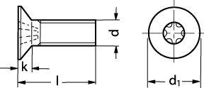 M6x30 iso 14581 a4 undersænket torx maskinskrue tx