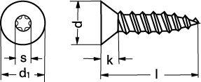 2,2x6,5 iso 14586/din 7982 a2 undersænket hoved pladeskrue torx
