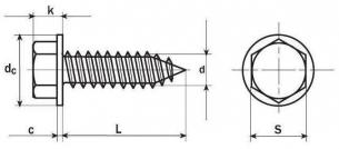 5,5x19 din 6928 fzb 6-kant pladeskrue med flange