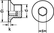 G 1/2 bundprop cylinderhoved din 908 med indvendig 6-kant