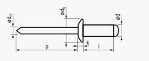 3,2x6,0 rundhovedet kobber/stål standard blindnitte