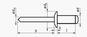 3,2x8 rundhovedet aluminium/stål blindnitte bulk
