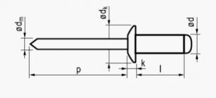 3,2x12 rundhovedet stål/stål standard åben blindnitte bulk