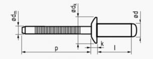 3,2x6 rundhovedet rustfri/rustfri standard blindnitte bulk
