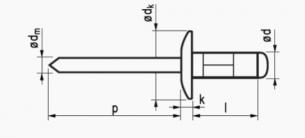 3,2x10 rundhovedet aluminium/stål blindnitte stort hoved multigrip bulk