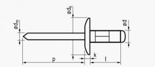4,8x22 rundhovedet aluminium/stål blindnitte extra stort hoved multigrip