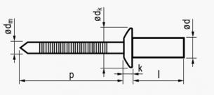 3,2x12 rundhovedet rustfri/rustfri standard blindnitte lukket