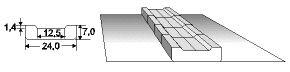 Keramisk backing 24x7mm flad fuge 1,4mm