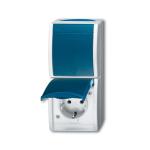 Ocean afbryder+stikkontakt grå/blågrøn