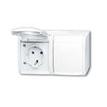 Stikkontakt (ocean) ip44 dobbelt vandret 16a hvid billede