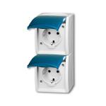 Stikkontakt (ocean) ip44 dobbelt lodret 16a grå