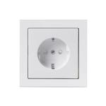 ABB Impressivo Stikkontakt enkelt, komplet med afdækning og ramme hvid højglans (RAL9016), 16A 250V, Schuko og pillesikring