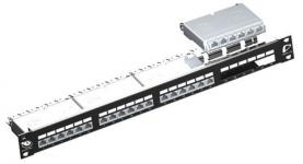 Patchpanel cat6a stp modul opbygget 4x6 port lsa moduler i alt 24 ports 1he sort