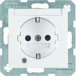 Stikkontakt m led/tekstfelt s/b hvid