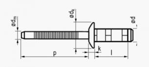 4.0x16 rundhovedet rustfri/rustfri blindnitte åben multigrip