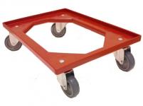 Transporttrolley u/gitter med 4 drejelige hjul rød byggehøjde: 165 mm.