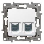 Dataudtag euro niloe 2x rj45 modular jack kat.6 utp hvid