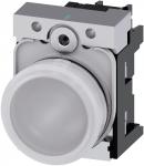 Indikatorlys 22 mm rund metal skinnende hvid glat linse med holder led modul med integreret led 24v ac/dc skrue terminal