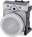 Indikatorlys 22 mm rund metal skinnende hvid glat linse med holder led modul med integreret led 230v ac skrue terminal