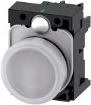 Indikatorlys 22 mm rund plastik hvid glat linse med holder led modul 3su1102-6aa60-1aa0