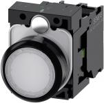 Lystrykknap 22 mm rund plastik hvid flad momentan kontakt type med holder 1no led modul