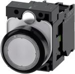 Lystrykknap 22 mm rund plastik farve, klar flad momentan kontakt type med holder 1no led modul