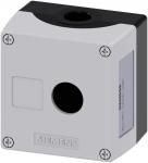 Trykknapkasse 22 mm rund top, grå 1 hul metal tom fordybning til etiketter basis montering top og bund 1 x m20