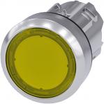Lystrykknap 22 mm rund metal skinnende gul flad