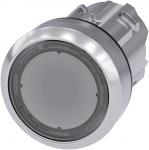 Lystrykknap 22 mm rund metal skinnende farve, klar flad
