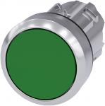 Trykknap 22mm rund metal skinnende grøn flad